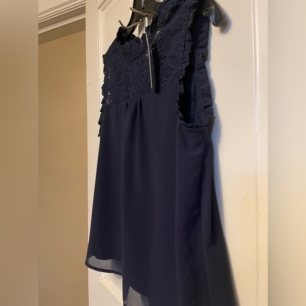 NWT Monteau Navy Lace Detail Top